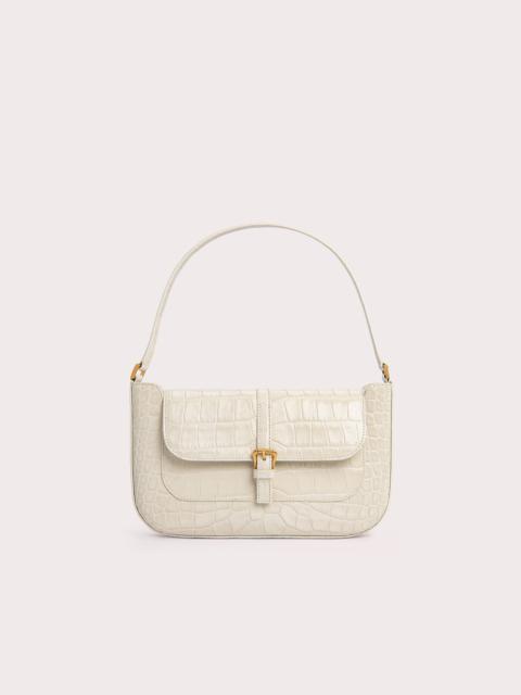 BY FAR Miranda Cream Croco Embossed Leather