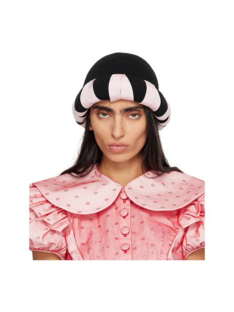 Chopova Lowena Black & Pink Cribbage Cross Beanie