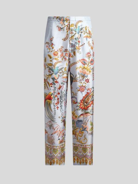 Etro SILK TROUSERS WITH PLACED FLORA AND FAUNA PRINT