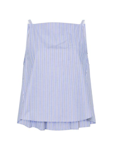 sacai stripe-pattern pleated cotton top