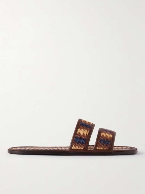 BODE Duotone Leather-Trimmed Raffia Slides