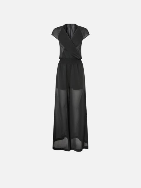 PINKO LONG PLAYSUIT WITH HOOD AND SHEER DETAILS