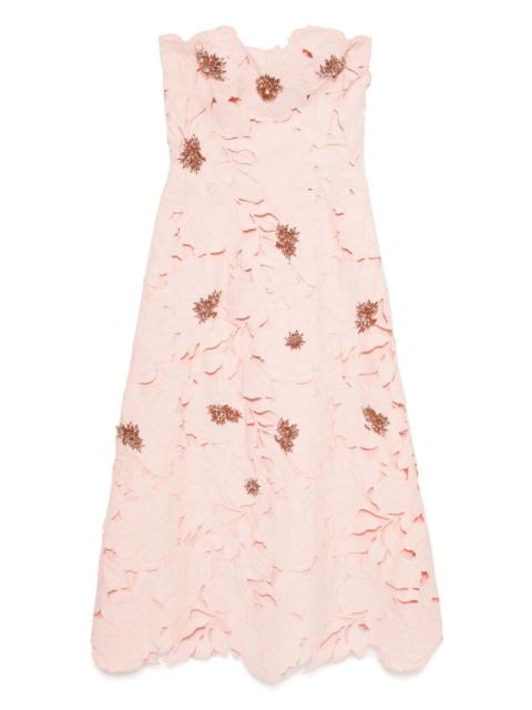 COSTARELLOS floral-cut lace dress