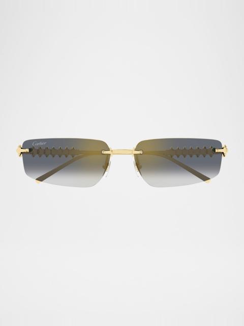 Cartier Rimless Metal Rectangle Sunglasses