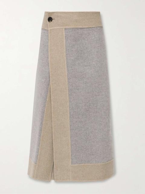 Two-Tone Double-Faced Virgin Wool and Cashmere-Blend Wrap Skirt
