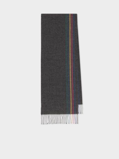 Grey Wool-Blend 'Sports Stripe' Scarf