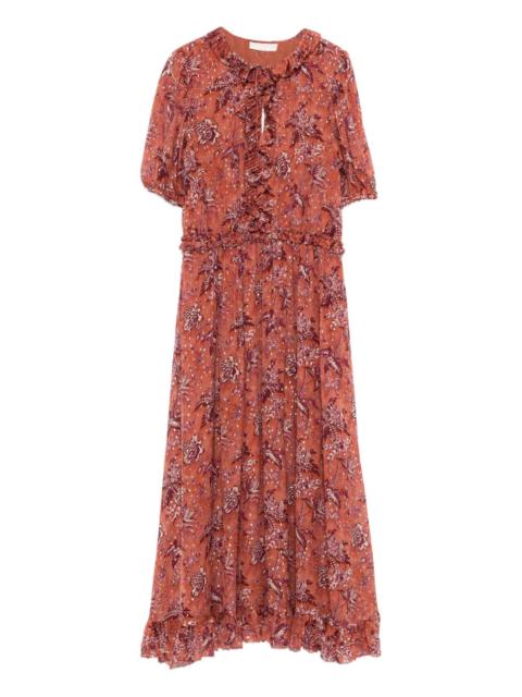 ULLA JOHNSON Rosamunde ruffled floral-pattern midi dress