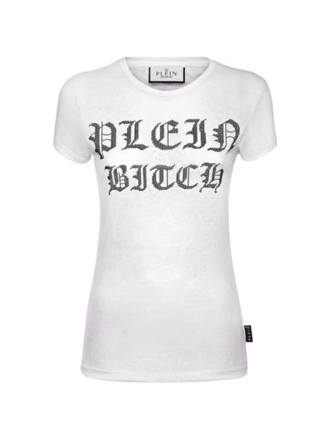 PHILIPP PLEIN Sexy Pure Gothic Plein crystals-embellishment burn out T-shirt