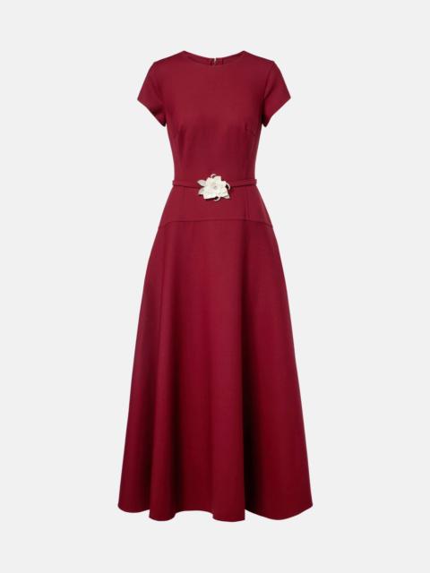 Oscar de la Renta Floral-appliqué wool-blend crêpe maxi dress