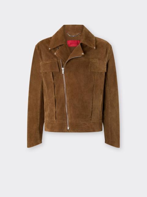Ferrari Suede Biker Jacket with Prancing Horse