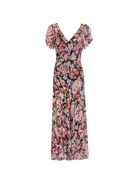 RIXO Bexley V-neck midi dress