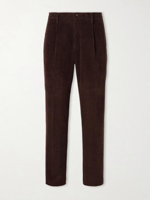 Canali Straight-Leg Pleated Cotton-Corduroy Trousers