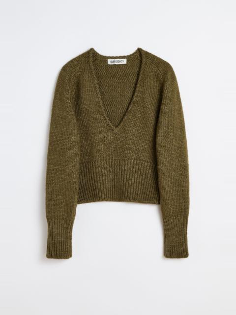 Our Legacy Sharp V-Neck Flush Green Rustic Wool Silk