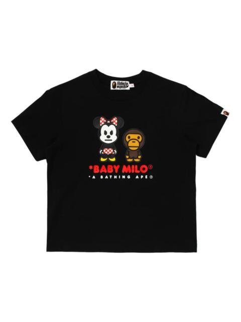 A BATHING APE® (WMNS) A Bathing Ape x Disney Minnie Mouse Baby Milo Relaxed Mini T-Shirt 'Black' 0ZXTEW901092Q-BLK