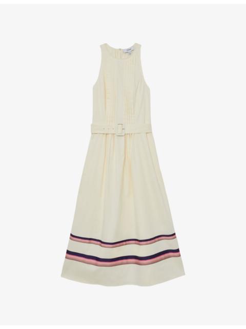 REISS Sara Stripe-Print Stretch-Cotton Midi Dress