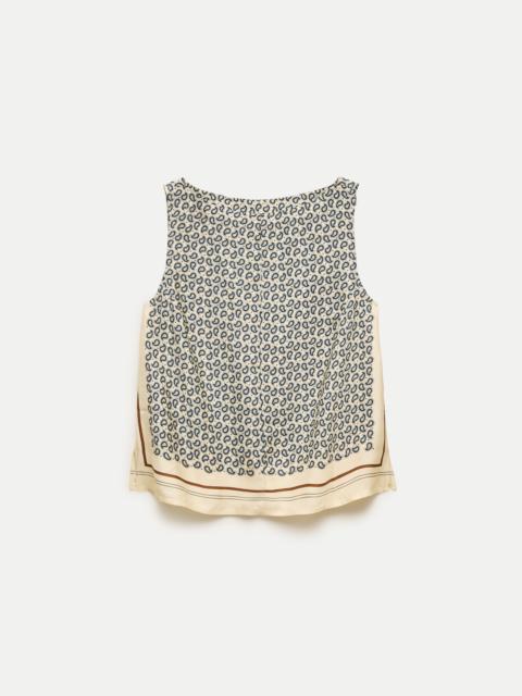 J.CREW Shell top in scarf-print viscose twill