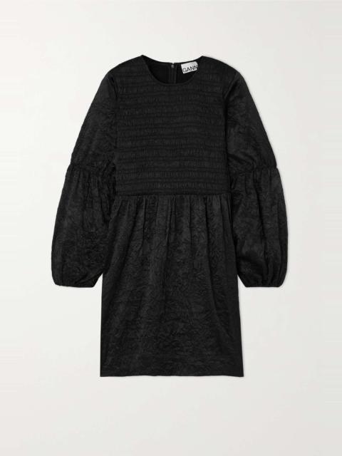 Shirred recycled-cloqué mini dress