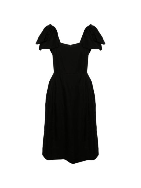 bow-detailed ramie midi dress