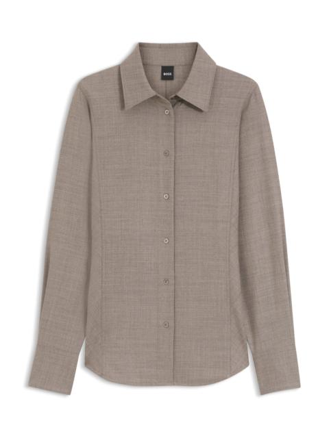BOSS SLIM-FIT FLANNEL BLOUSE WITH WOOL AND LINEN