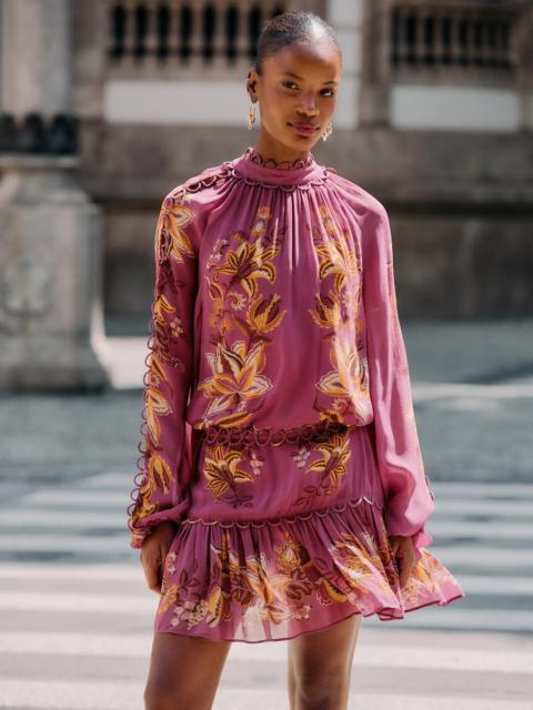 FARM RIO Pink Delicate Chintz Ruffled Mini Dress