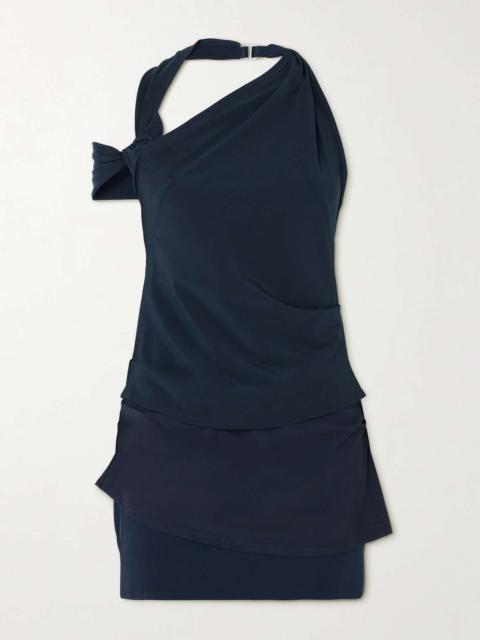 + Jacquemus open-back layered asymmetric twisted stretch-jersey halterneck mini dress