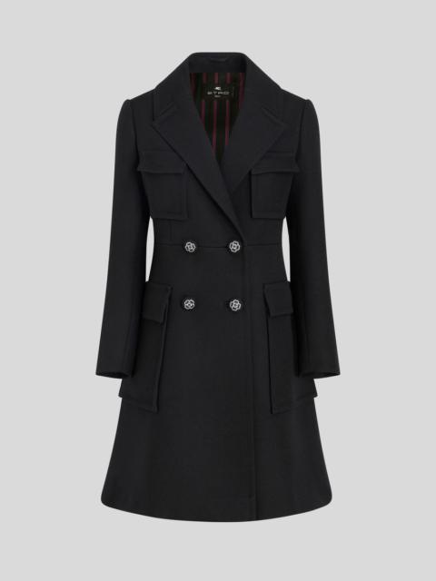 COAT WITH FLORAL BUTTONS