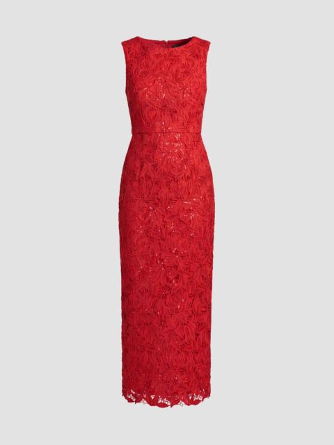 MAC DUGGAL Women's Lace Leather Sleeveless Dress - Red