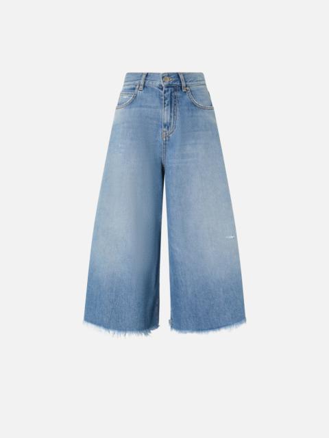 PINKO WIDE BERMUDA JEANS IN SOFT DENIM