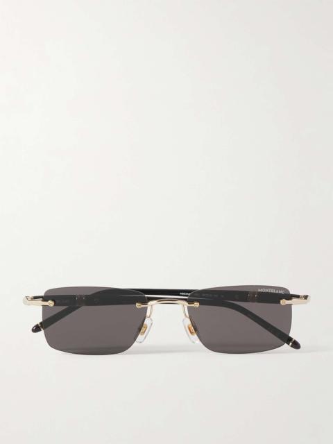 Montblanc Meisterstück Rimless Rectangular-Frame Gold-Tone and Acetate Sunglasses