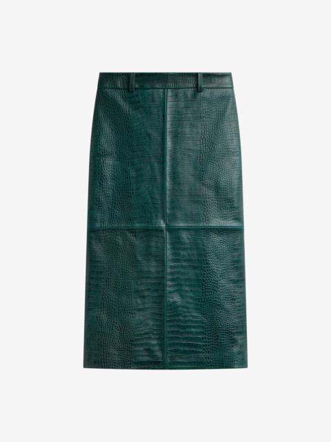 The Frankie Shop Taney Croc Leather Pencil Skirt - Bottle Green