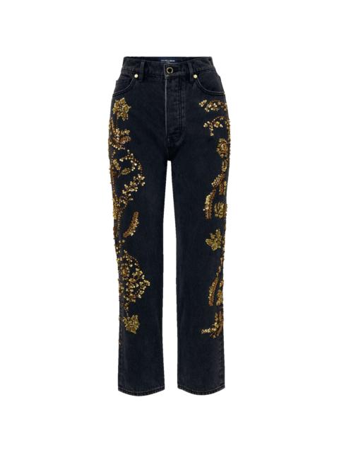 VERONICA BEARD DANIELA EMBELLISHED STRAIGHT-LEG JEAN