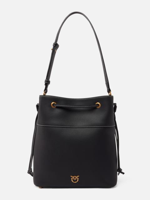 LEATHER BUCKET BAG WITH SHOULDER STRAP