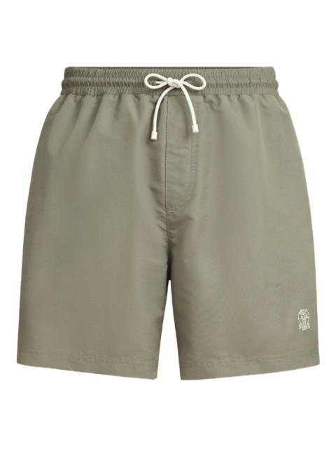 Brunello Cucinelli drawstring logo swim shorts