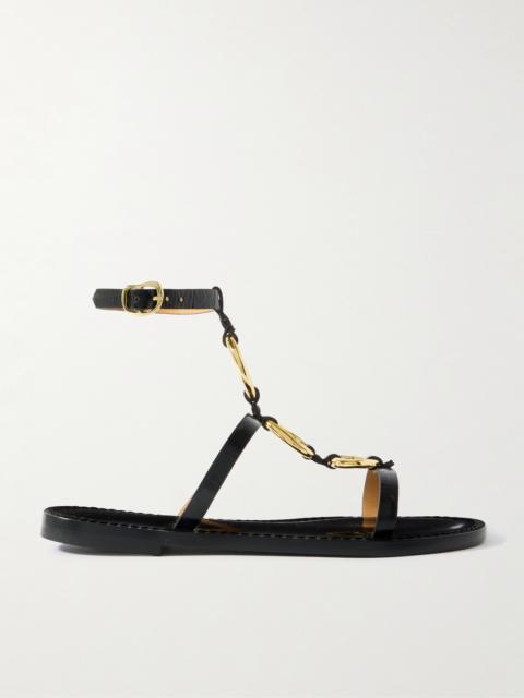 AMANU The Bazaruto Embellished Croc-effect Leather Sandals