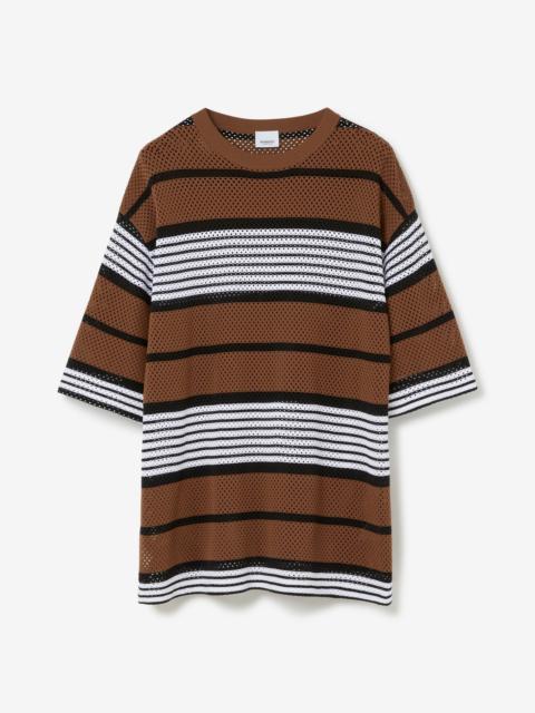 Stripe Print Nylon Oversized T-shirt
