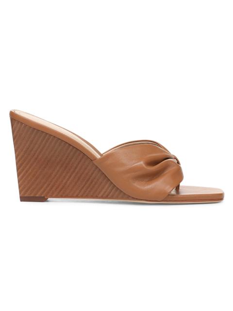 VERONICA BEARD Women's Tullia Leather 85MM Wedge Sandals - Hazelwood