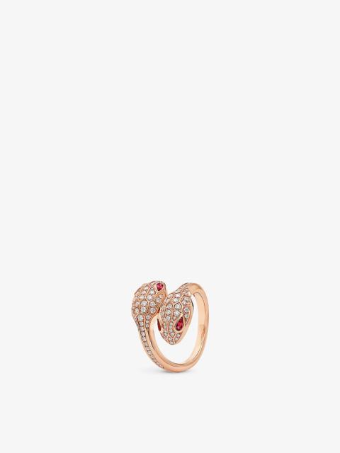 BVLGARI Serpenti Seduttori 18ct rose-gold, 0.56ct brilliant-cut diamond and rubellite ring
