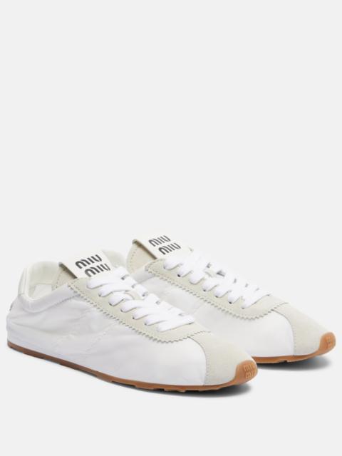 Miu Miu Plume suede-trimmed sneakers