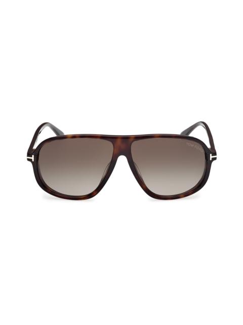 TOM FORD Men's Guillaume 61MM Aviator Sunglasses - Dark Havana Green