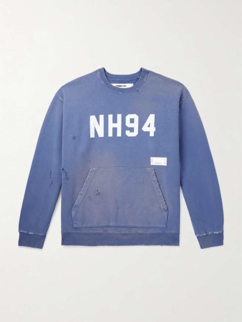 NEIGHBORHOOD Savage Printed Distressed Cotton-Jersey Sweatshirt