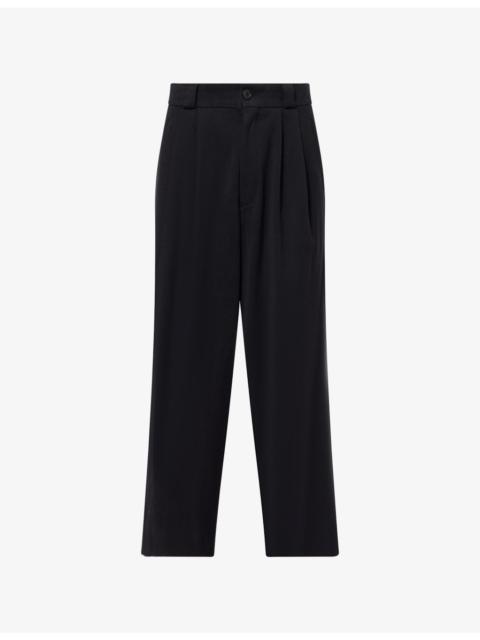 A.PRESSE Pleated Wide-Leg Cotton And Silk Trousers