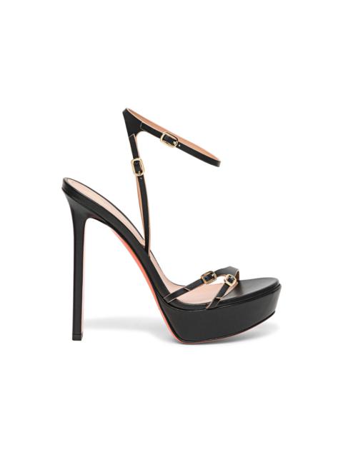 Santoni Women’s black leather high-heel sandal
