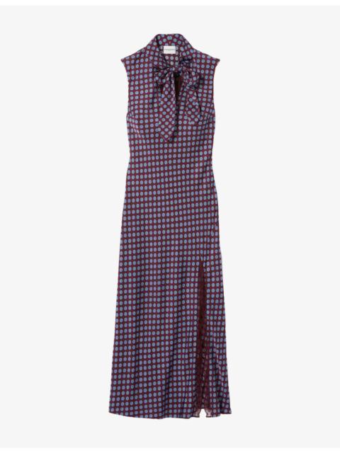 Claudie Pierlot Sleeveless Abstract-Print Woven Maxi Dress