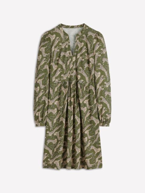 BODEN Naomi Relaxed Jersey Dress-Woodland Green, Leopard