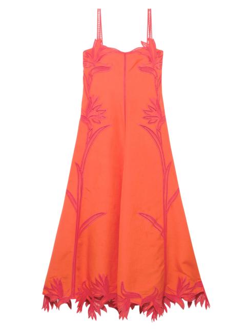 SIMKHAI Women's Ellery Floral Embroidered Linen-Blend Midi-Dress - Lobster
