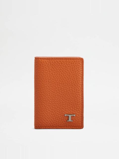 Tod's CARD HOLDER IN LEATHER - ORANGE