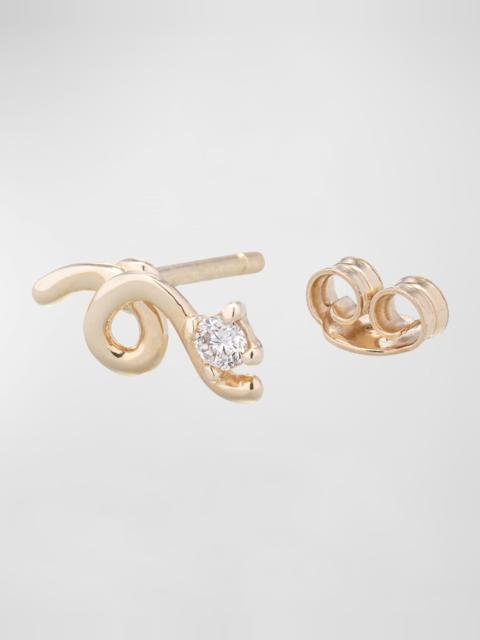 BEA BONGIASCA Mini Loop Earring in 9K Yellow Gold with Diamonds, Single