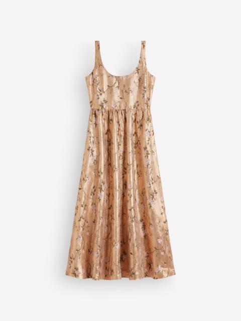 BODEN Scoop Neck Fit and Flare Dress-Gold Jacquard