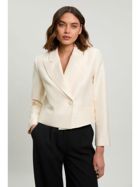 KAREN MILLEN Tailored Satin Tux Cropped Blazer
