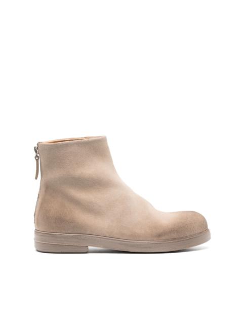 round-toe suede ankle boots